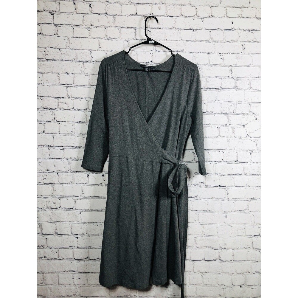 Banana Republic‎ Women Wrap Dress V-Neck Stretch Jersey Grey Size Large